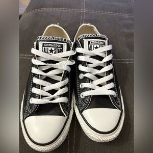 Converse Leather Black and White Low-Top Sneakers